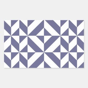 Midnight Blue Geometric Deco Cube Pattern Rectangular Sticker
