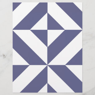 Midnight Blue Geometric Deco Cube Scrapbook Paper