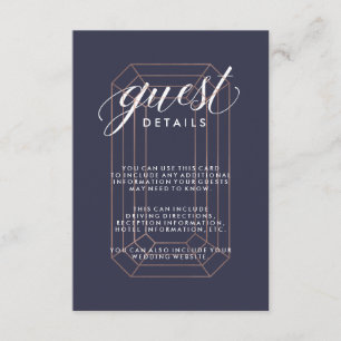 Midnight Blue Geometric Diamond Guest Information Enclosure Card
