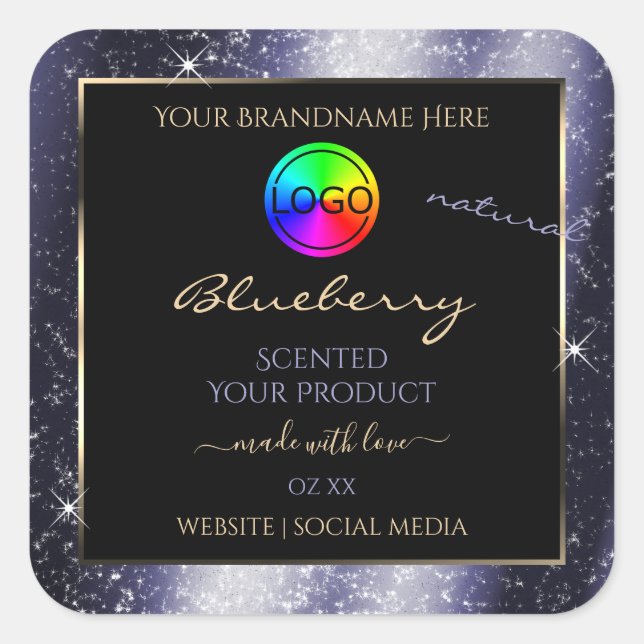 Midnight Blue Glitter Frame Product Label and Logo (Front)