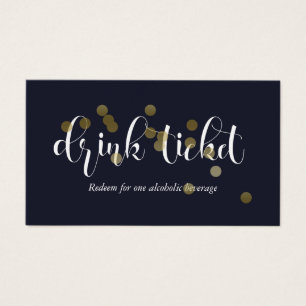Midnight Blue & Gold Confetti Drink Ticket