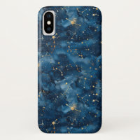 Midnight Blue Gold Cosmic Nebula Stardust