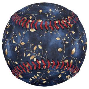 Midnight Blue Gold Leaves Softball