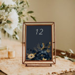 Midnight Blue Gold Luxe Floral Wedding Table Card<br><div class="desc">Our "Watercolor Moody Florals" collection features dark florals in black, teal and midnight blue colours with golden accents combined with elegant typography for all your occasions. Mix and match the items as you wish and contact us if you have any special requests through chat or email. Check our store for...</div>
