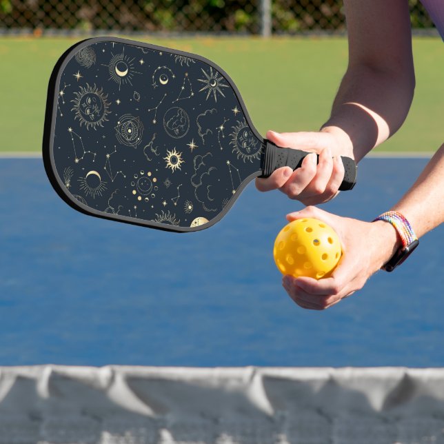 Midnight Blue Gold Star Constellation Pattern Pickleball Paddle (Insitu)