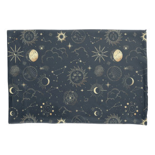 Midnight Blue Gold Star Constellation Pattern Pillowcase
