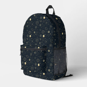 Midnight Blue Gold Star Constellation Pattern Printed Backpack