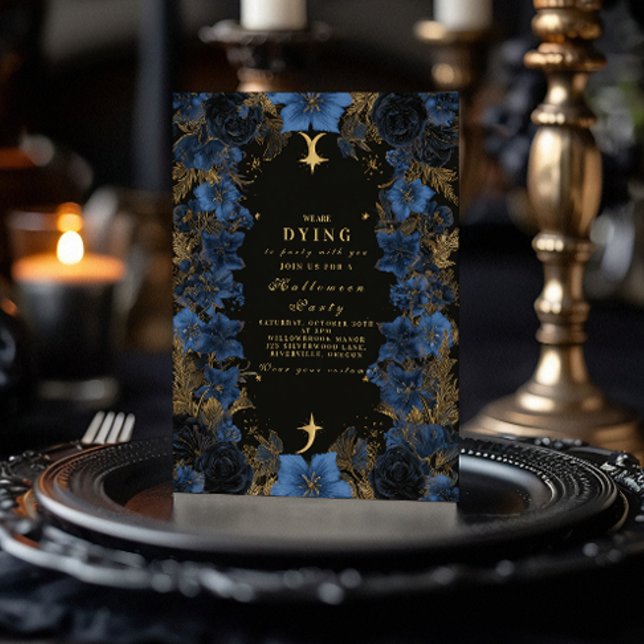 Midnight Blue Gothic Halloween Soirée Invitation (Creator Uploaded)