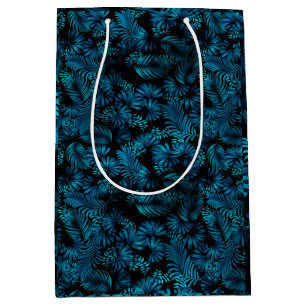 Midnight Blue Hawaiian Palms Tall Gift Bag