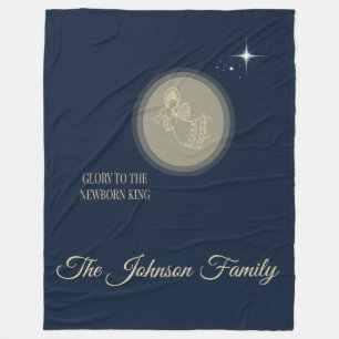 Midnight Blue Heavenly Angel Christmas Glory Fleece Blanket