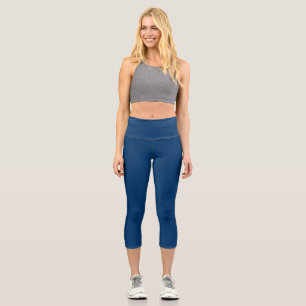 Midnight Blue High-Waisted Capri Leggings – Custom