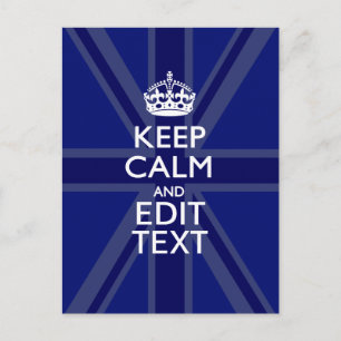 Midnight Blue Keep Calm Get Your Text Union Jack Postcard