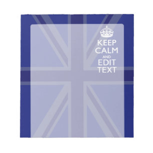 Midnight Blue Keep Calm Have Your Text Union Jack Notepad