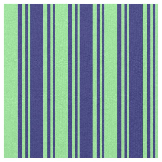 Midnight Blue & Light Green Lines Pattern Fabric (Close Up)