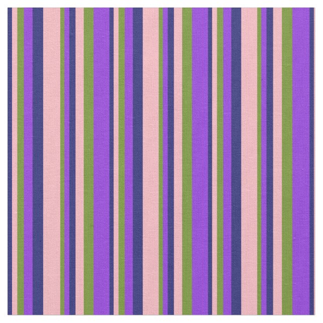 Midnight Blue, Light Pink, Green & Purple Coloured Fabric (Close Up)