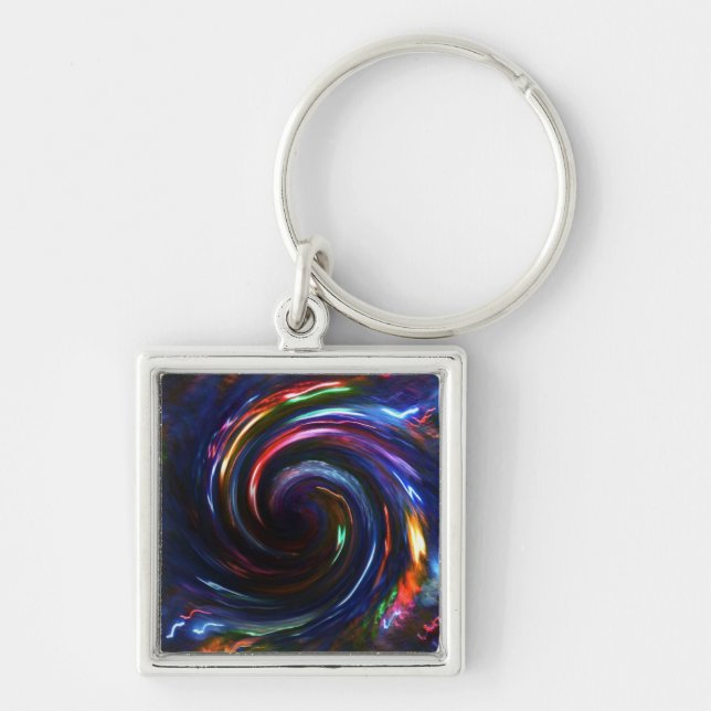 Midnight Blue lights Swirl-Design1 Key Ring (Front)