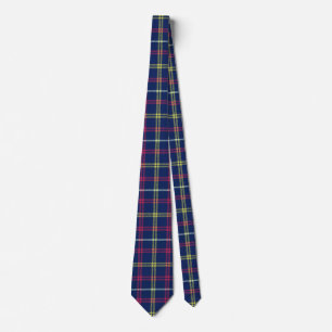 Midnight Blue, Lime Green, Magenta Tartan Pattern Tie