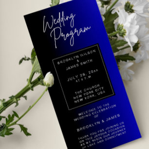 Midnight Blue Minimal Wedding Programs Programme