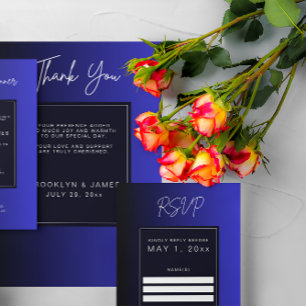 Midnight Blue Minimal Wedding RSVP Card