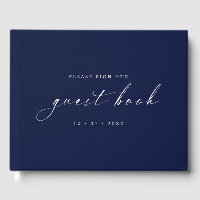 Midnight Blue Minimalist Guestbook for Weddings
