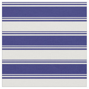 Midnight Blue & Mint Cream Coloured Stripes Fabric