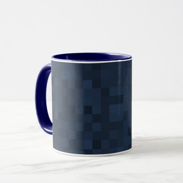 Midnight Blue Mosaic Pattern, Mug (Front Left)