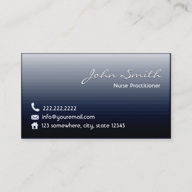 Midnight Blue Nurse Practitioner Business Card (Front)