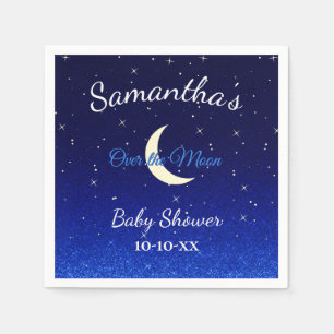 Midnight Blue Over the Moon Baby Shower Napkin
