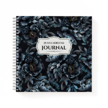 Midnight Blue Peonies Vintage Label