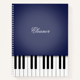 Midnight Blue Piano Music Keyboard Custom Notebook