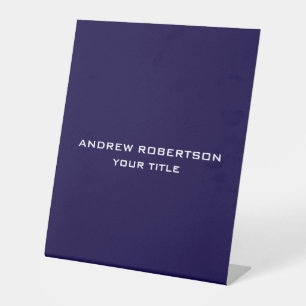 Midnight Blue Plain Elegant Minimalist Simple Pedestal Sign
