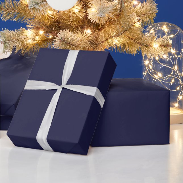 Midnight Blue Plain Solid Colour  Wrapping Paper (Holidays)