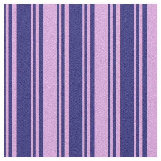 Midnight Blue & Plum Coloured Stripes Fabric (Close Up)