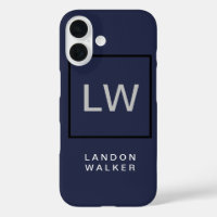 Midnight blue professional simple modern monogram 