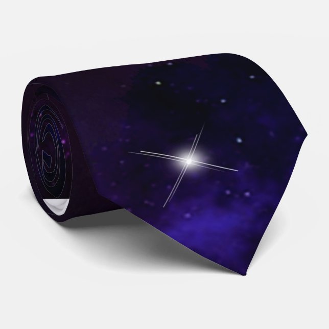 Midnight Blue Purple Galaxy Tie (Rolled)