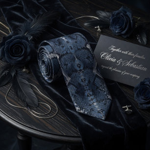 Midnight Blue Python Snakeskin Tie