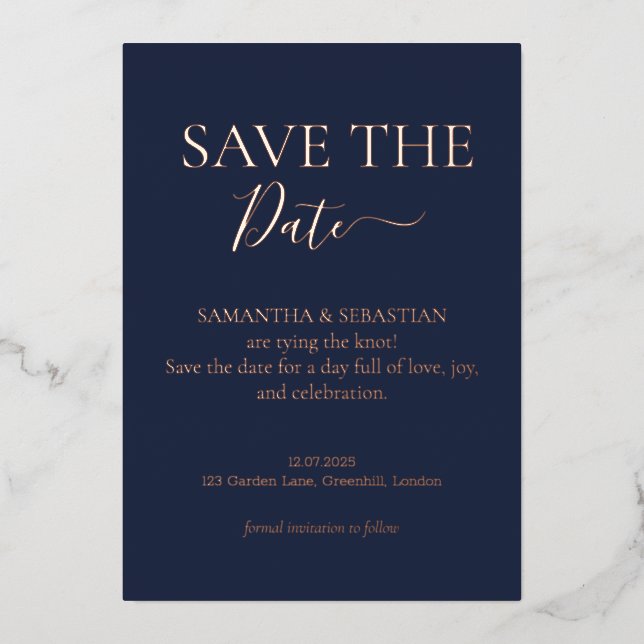 Midnight Blue Real Foil Real Foil Save the Date (Front)