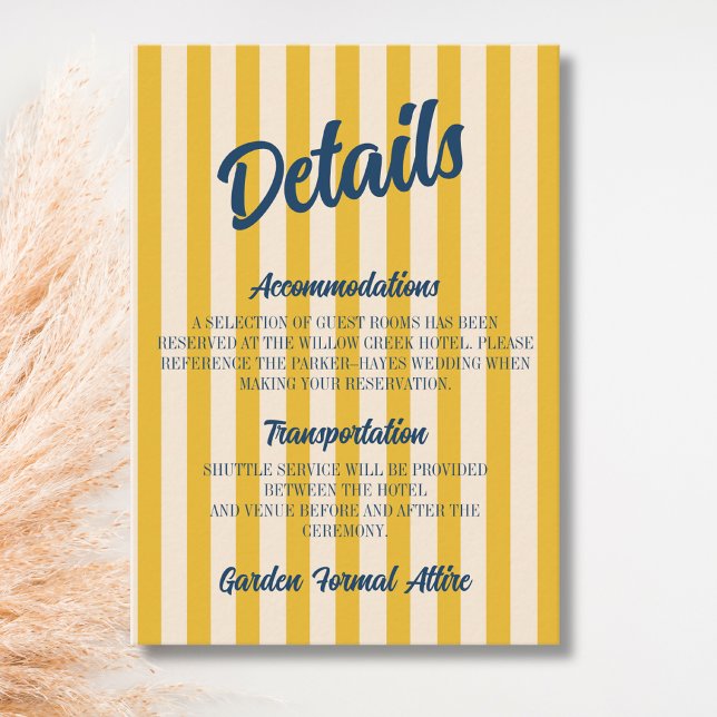 Midnight Blue Retro Muted Peach Stripe Details Enclosure Card (Creator Uploaded)