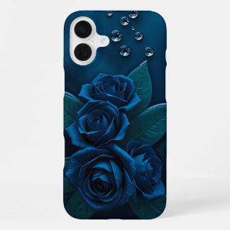 Midnight Blue Roses Design iPhone Case