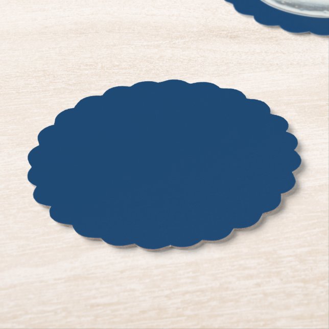 Midnight Blue Scalloped Paper Coaster (Angled)