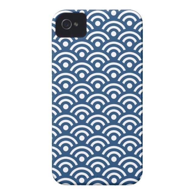 Midnight Blue Seigaiha Pattern Iphone 4/4S Case (Back)