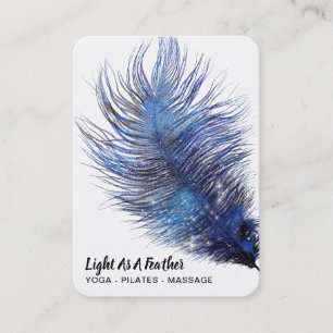 *~*  Midnight Blue Sky Cosmic Feather Boho Teal Business Card