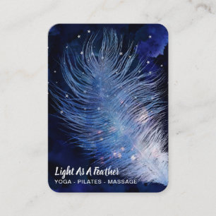 *~* Midnight Blue Sky Turquoise Feather Boho Business Card