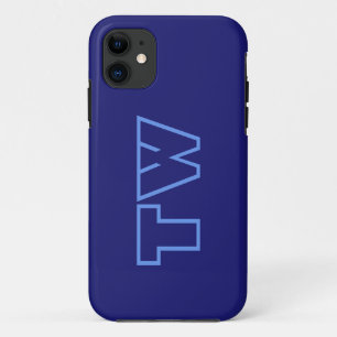 Midnight Blue Solid Colour   Minimalist Monogram Case-Mate iPhone Case