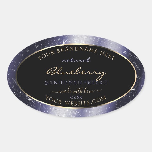 Midnight Blue Sparkle Glitter Frame Product Label (Front)