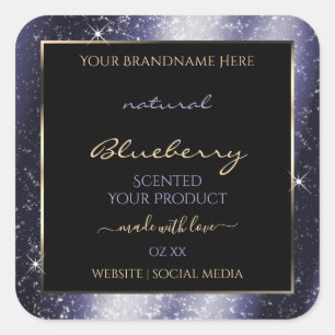 Midnight Blue Sparkle Glitter Frame Product Label
