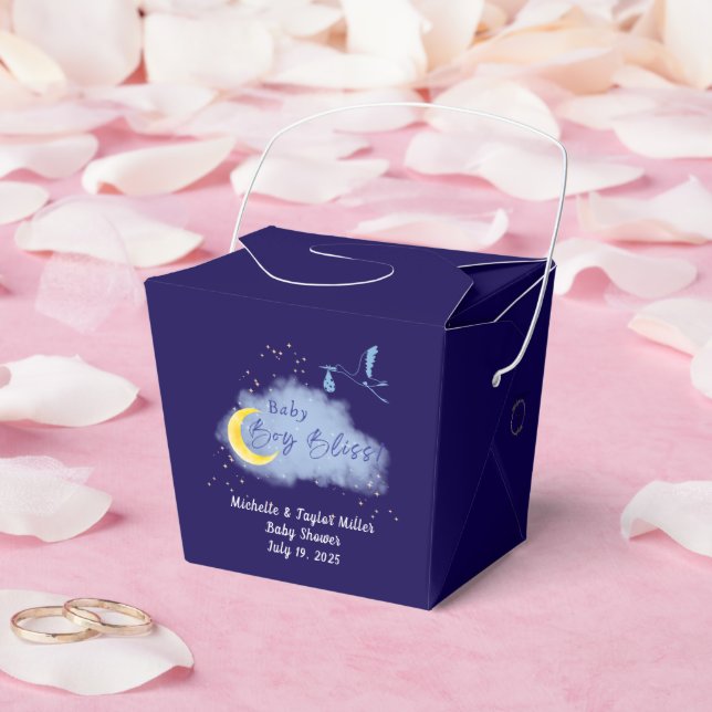 Midnight Blue Starlit Baby Boy Bliss Stork  Favour Box (Wedding)
