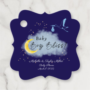 Midnight Blue Starlit Baby Boy Bliss Stork Favour Tags