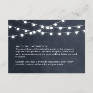 Midnight Blue String Lights Wedding Insert Card