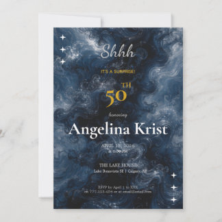 Midnight Blue Surprise Milestone Birthday Invitation
